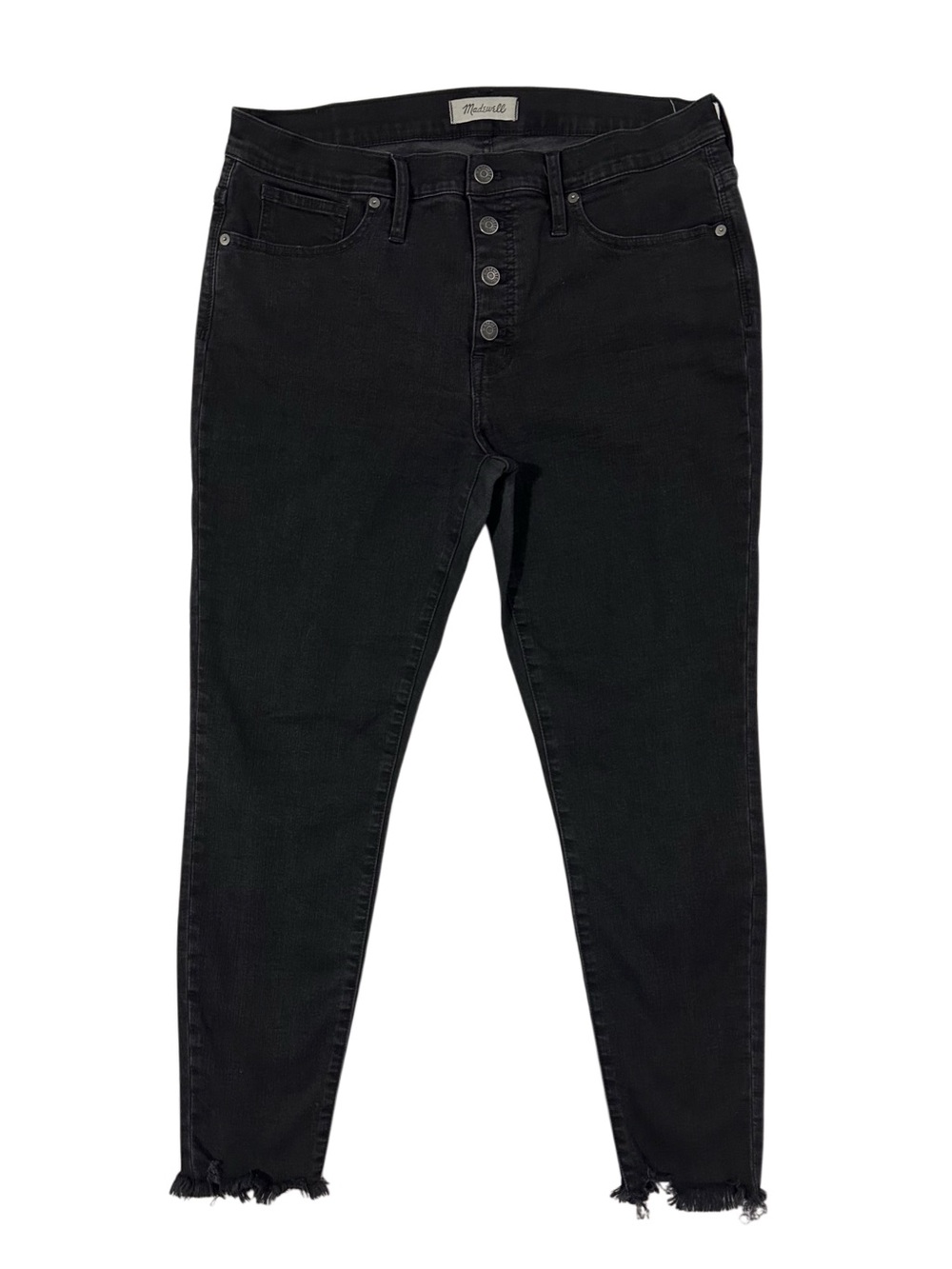 Madewell 9” High Rise Skinny Jeans Black Button Fly Raw Hem Women’s 32